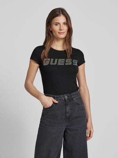 Guess Activewear T-Shirt mit Label-Detail Modell 'KIARA' Black 4