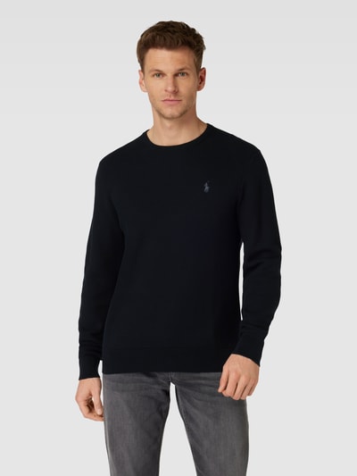 Polo Ralph Lauren Pullover mit Strukturmuster und Label-Stitching Black 4