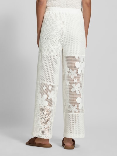 OH APRIL Spodnie z koronki szydełkowej z elastycznym pasem Złamany biały 5
