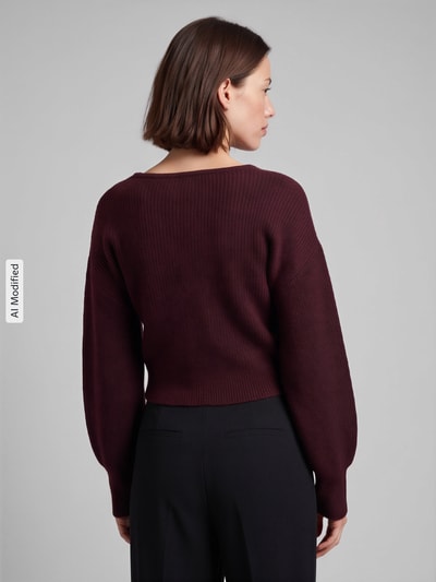 PIECES Regular Fit Pullover in Wickel-Optik Modell 'AVA' Bordeaux 5