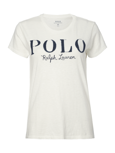 Polo Ralph Lauren T-shirt z dżerseju slub z wyhaftowanym logo Écru 1