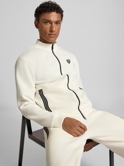 EA7 Emporio Armani Regular Fit Sweatjacke mit Viskose-Anteil Modell 'Train' Offwhite 3