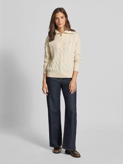 Tommy Hilfiger Regular fit schipperstrui van zuivere wol Ecru - 1