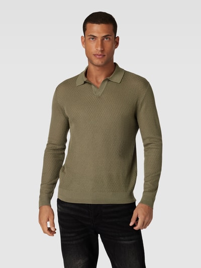 Emporio Armani Longsleeve mit Polokragen Oliv 4