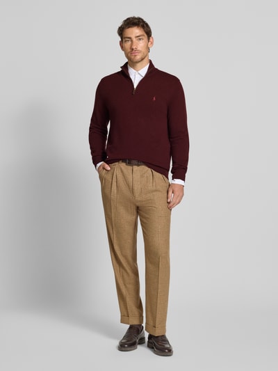 Polo Ralph Lauren Sweter z dzianiny z prążkowanymi wykończeniami Bordowy 1