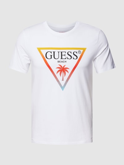 Guess T-shirt met labelprint, model 'Triangle' Wit - 2