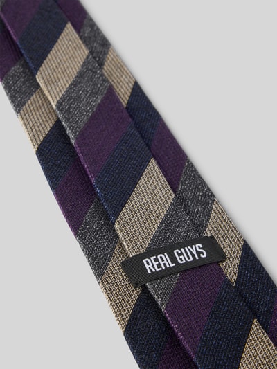 REAL GUYS Stropdas van zijdemix met logopatch (8,5 cm) Paars - 3