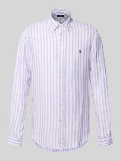Polo Ralph Lauren Custom Fit Leinenhemd mit Button-Down-Kragen Flieder 2