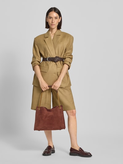 Lauren Ralph Lauren Torba shopper ze skóry bydlęcej z aplikacją z logo Ciemnobrązowy 1