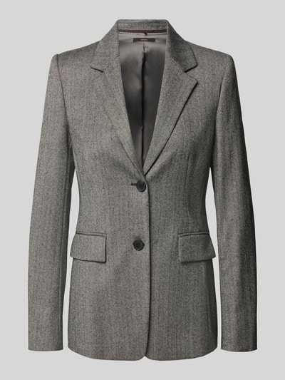 Produktfoto, Slim Fit Blazer aus Schurwolle-Elasthan-Mix mit Pattentaschen von windsor., graue Struktur, Reverskragen, Knopfverschluss