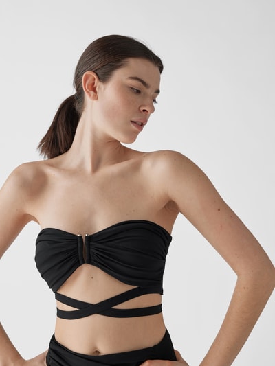 Self-Portrait Bikini-Oberteil mit Raffung Schwarz 3