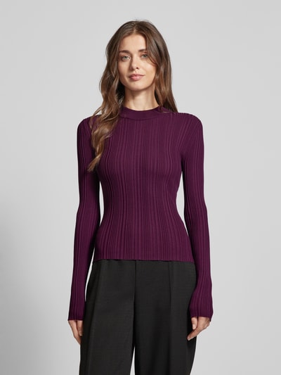 HUGO Gebreide pullover in riblook, model 'Sarphammy' Aubergine - 4