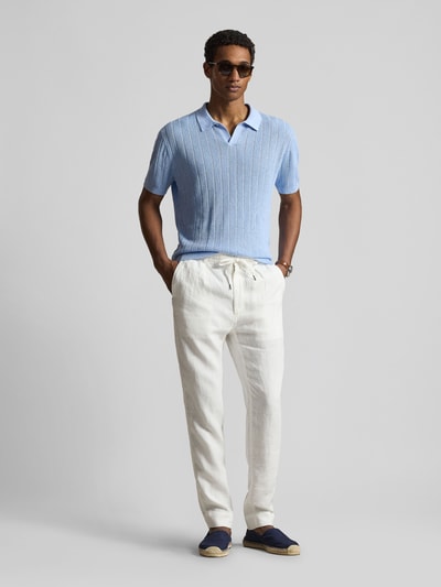 Polo Ralph Lauren Relaxed Fit Poloshirt aus reinem Leinen Hellblau 1
