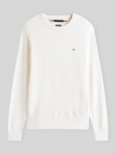 Tommy Hilfiger Sweter o kroju regular fit z mieszanki bawełny i kaszmiru Złamany biały 2