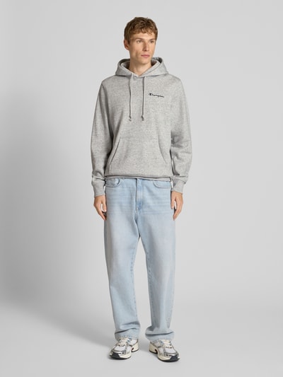 CHAMPION Bluza z kapturem z wyhaftowanym logo Jasnoszary melanż 1