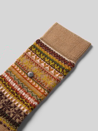 Burlington Wollen sokken van scheerwolmix met logo-applicatie, model 'Isle' Beige - 2