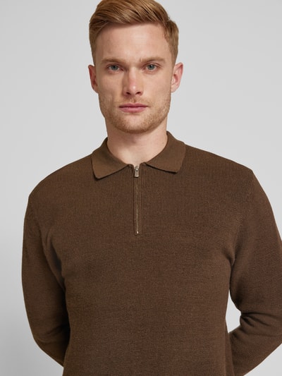 Jack & Jones Premium Gebreide pullover met polokraag Donkerbruin - 3