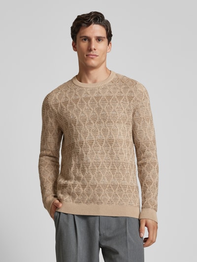 Jack & Jones Premium Strickpullover mit gerippten Abschlüssen Modell 'EDDIE' Offwhite 4