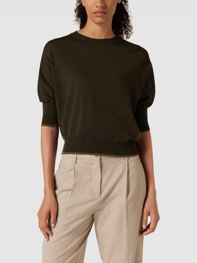 Max Mara Studio Strickshirt mit gerippten Abschlüssen Modell 'KERRY' Khaki 4