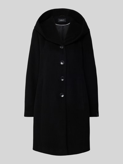 Milo Coats Lange wollen jas met kasjmier, model 'BELLA' Zwart - 2