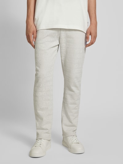 CARLO COLUCCI Straight Leg Sweatpants mit Label-Muster Hellgrau 4