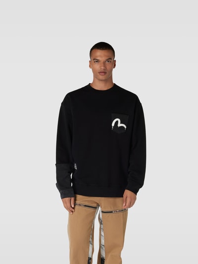 Evisu Oversized Sweatshirt aus Baumwolle Black 4