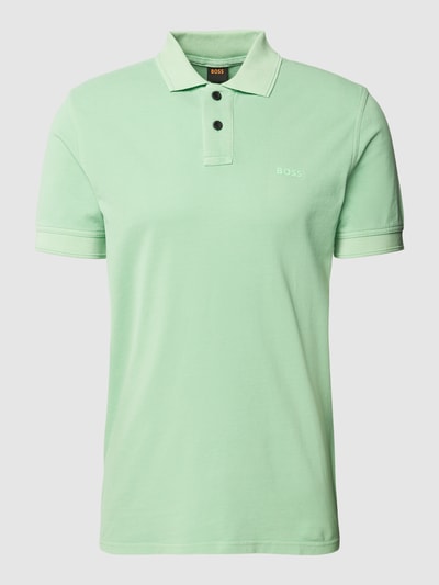 BOSS Orange Slim fit poloshirt met labeldetail, model 'Prime' Grasgroen - 2