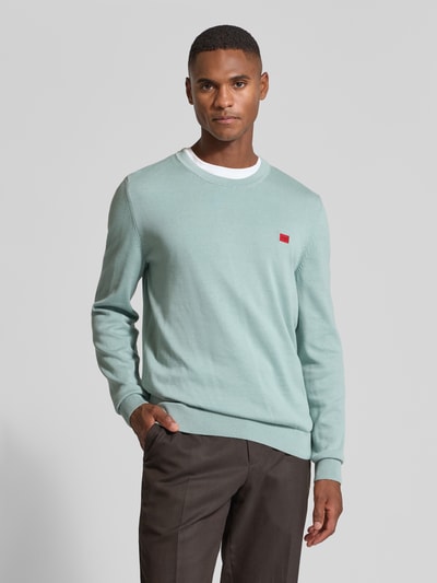 HUGO Regular fit gebreide pullover van puur katoen, model 'SAN CASSIUS' Mintgroen - 4