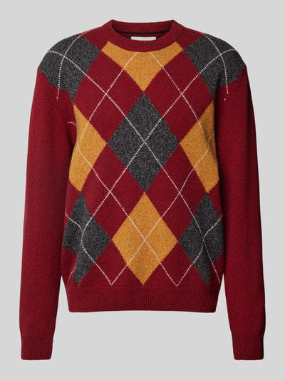 Gant Strickpullover mit Rundhalsausschnitt Modell 'ARGYLE' Bordeaux 2