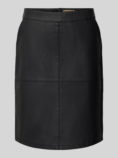 Soyaconcept Knielange rok in leerlook, model 'Gunilla' Zwart - 2