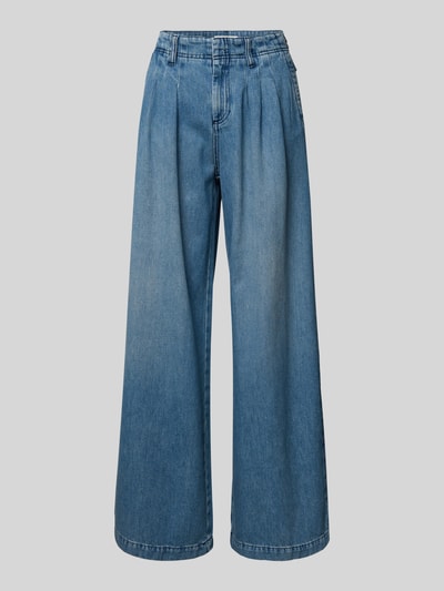 Produktfoto, Wide Leg Jeans mit Falten Modell 'TOBY' von Bash, czysta bawełna, kolor niebieski, kieszenie, szerokość w rozmiarze 36: 37 cm, długość wewnętrzna nogawki 82 cm