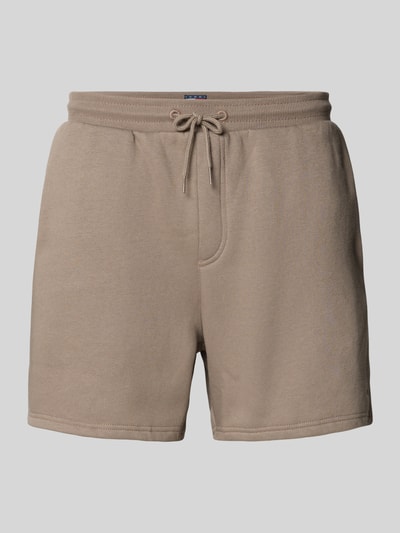Produktfoto, Regular Fit Shorts aus Baumwoll-Mix von Tommy Jeans in Beige, unifarben, elastischer Bund mit Tunnelzug und seitlichen Taschen, Sweat-Material