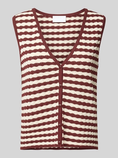 Jake*s Collection Strickweste mit Knopfleiste Bordeaux 2
