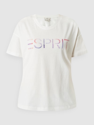 Esprit T-shirt z nadrukiem z logo  Złamany biały 2