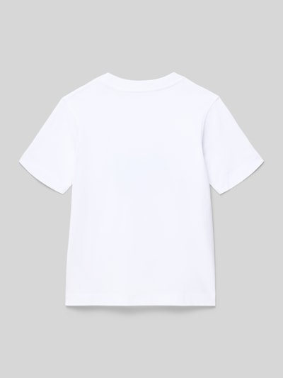 Produktfoto, weißes Kinder T-Shirt mit Rundhalsausschnitt und glatter Baumwoll-Mix-Textur, Modell 'NORREBRO' von Jack & Jones, Regular Fit