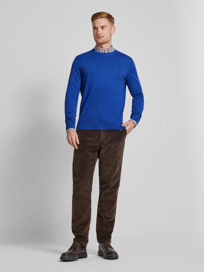 Tom Tailor Gebreide pullover met labelstitching, model 'BASIC' Koningsblauw - 1