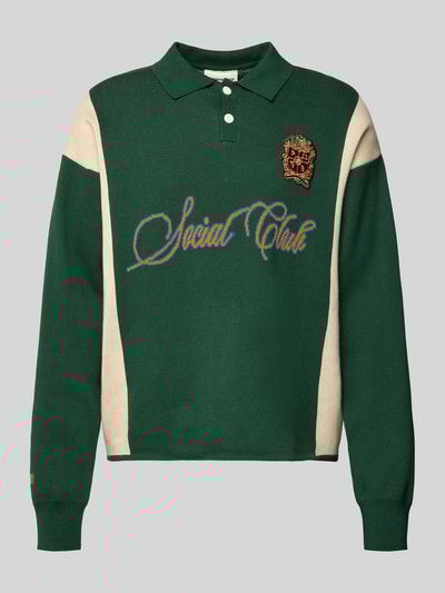 PROHIBITED Gebreide pullover met polokraag en labelpatch Donkergroen - 2