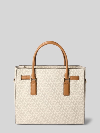 Produktfoto, Satchel Bag mit Tragehenkel Modell 'HAMILTON' von MICHAEL Michael Kors in Creme mit Label-Detail, Schulterriemen, Hauptfach mit Reißverschluss, Innenfach, Maße ca. 37x32x12 cm, Länge Schulterriemen ca. 46 cm.