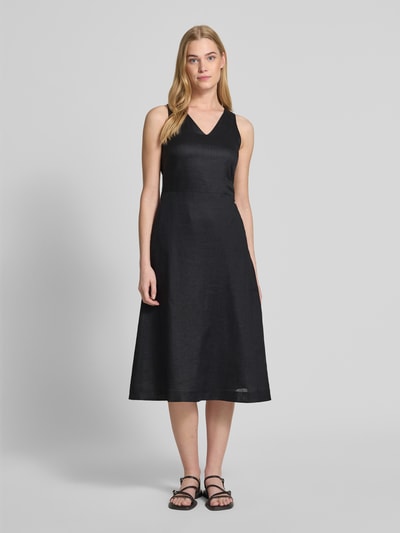 BOSS Orange Midi-jurk met V-hals, model 'Dasico' Zwart - 4