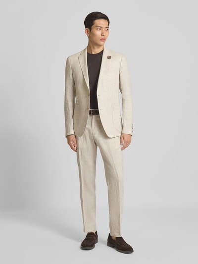 JOOP! Collection Slim fit linnen broek met elastische band, model 'Sake' Beige - 1