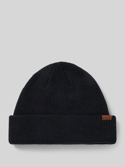 Produktfoto, czarna czapka Strickmütze mit Label-Detail Modell 'PORTSIDE FISHERMAN' od Columbia, Mieszanka materiałów z dodatkiem streczu, szeroki brzeg, detal z logo