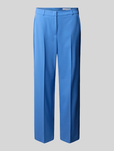 Produktfoto, Cropped Hose aus Viskose-Mix mit Bügelfalten von comma in Blau, gerade Form, glatte Textur, Gesäßtasche, Stretch, Damenmode