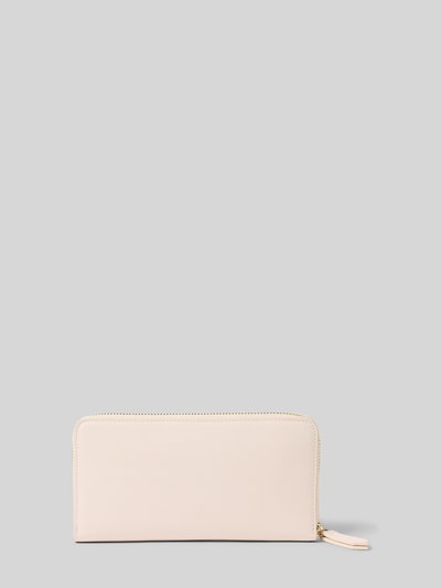 Produktfoto, Portemonnaie mit Label-Detail Modell 'ZERO' von VALENTINO BAGS in Beige, glatte Textur, Hauptfach mit Reißverschluss, diverse Einsteckfächer, Reißverschlussfach innen.