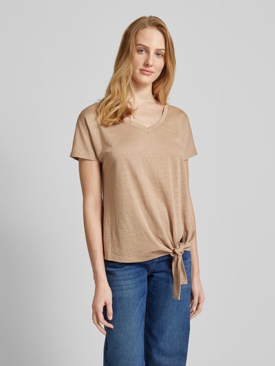 Marc Cain T-shirt met V-hals Zand - 4