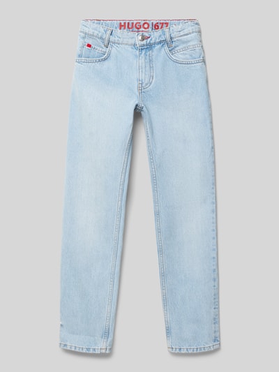 HUGO Jeans mit Label-Detail und Eingrifftaschen Hellblau 1