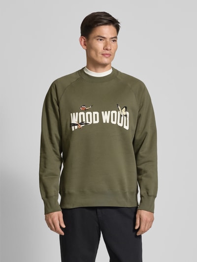 Wood Wood Bluza z wyhaftowanym motywem model ‘Hester’ Oliwkowy 4