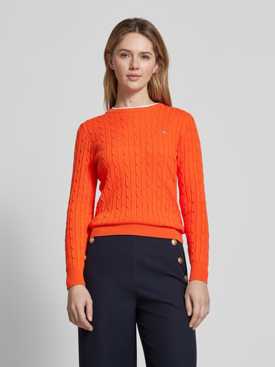 Gant Strickpullover mit Label-Stitching Koralle 4