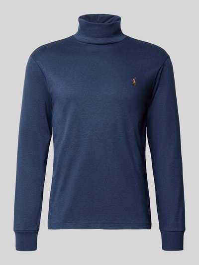 Produktfoto, granatowy Regular Fit Rollkragenpullover aus reiner Baumwolle von Polo Ralph Lauren, gładka tekstura, sweter z golfem
