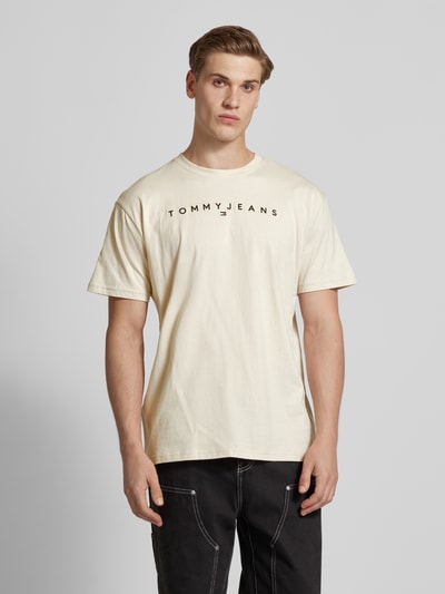 Tommy Jeans T-Shirt mit Label-Print Beige 4