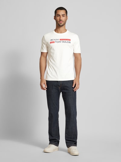 Tom Tailor Denim T-shirt met labelprint, model 'Type H' Offwhite - 1